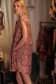 MARY SILK DRESS PAISLEY RED