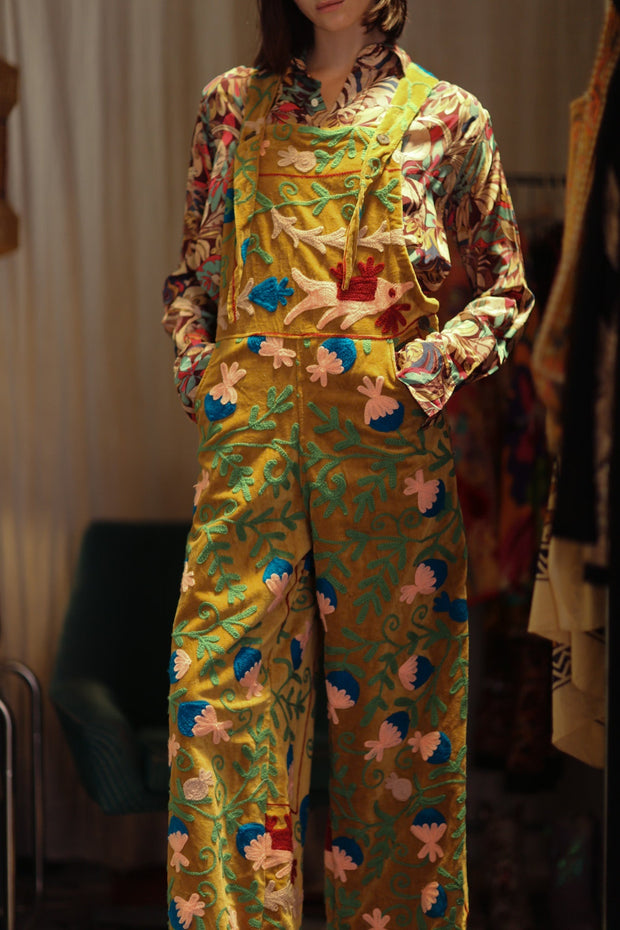 FREYA EMBROIDERED OVERALL MUSTARD