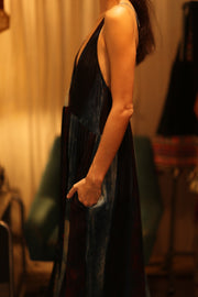 LILY SILK DRESS BLUE STRIPE