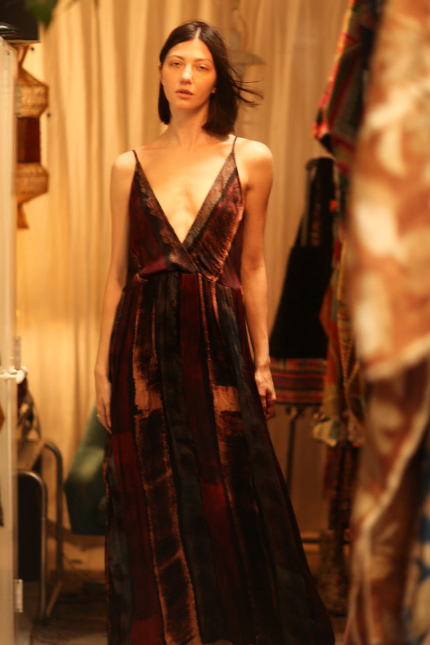 LILY SILK DRESS RED STRIPE