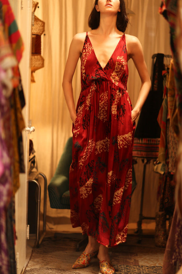 SILK DRESS LILY RED PAINTERS EDIT