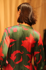 SUSIE SILK DRESS VERMILION VINES