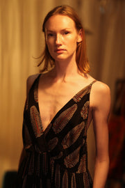 LILY SILK DRESS BLACK FEATHER