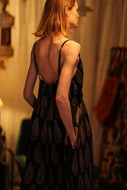 LILY SILK DRESS BLACK FEATHER