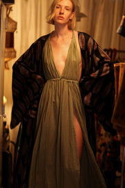 PINA SILK KIMONO BLACK FEATHER