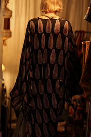PINA SILK KIMONO BLACK FEATHER