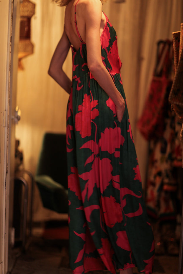 LILY SILK DRESS PINK VINES