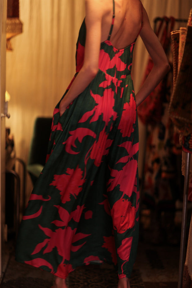 LILY SILK DRESS PINK VINES