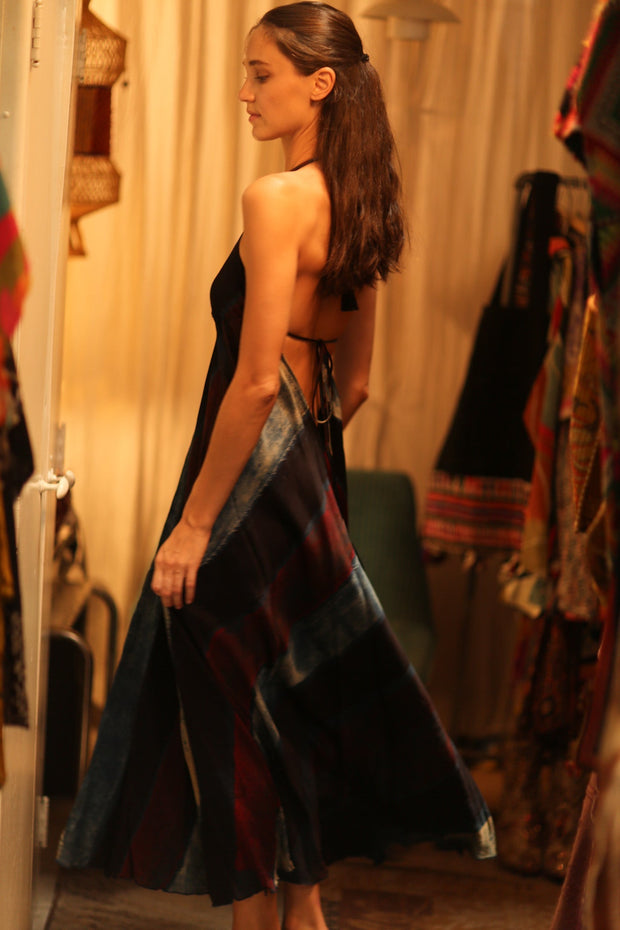 SILK DRESS HANNAH BLUE STRIPE OCEAN EDIT