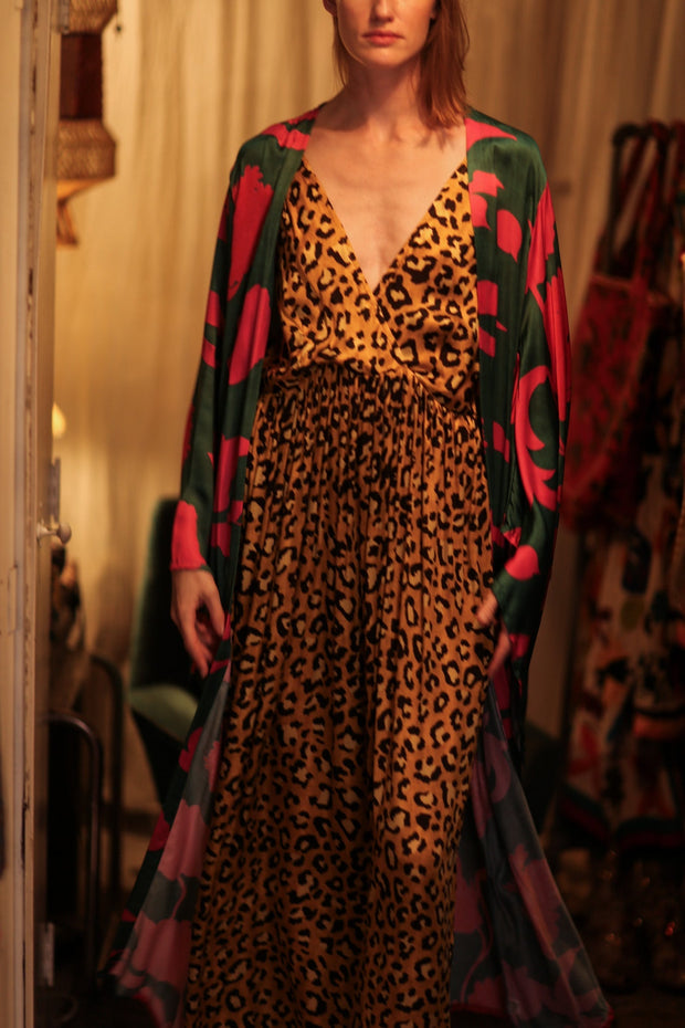 PINA SILK KIMONO PINK VINES