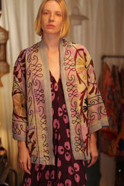 EMBROIDERED KANTHA KIMONO MONTY RED WINE