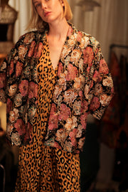 CARINE EMBROIDERED SILK KIMONO MULTI FLOWER