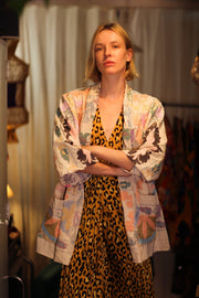 EMBROIDERED SHORT KIMONO MONTY SUZANI PASTEL