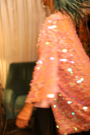 LIGHT PINK SHORT GLITTER KIMONO WITT