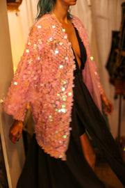 LIGHT PINK SHORT GLITTER KIMONO WITT
