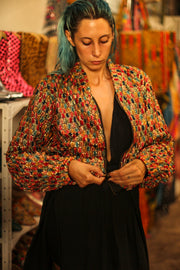 EMBROIDERED SILK BOMBER JACKET LEROY