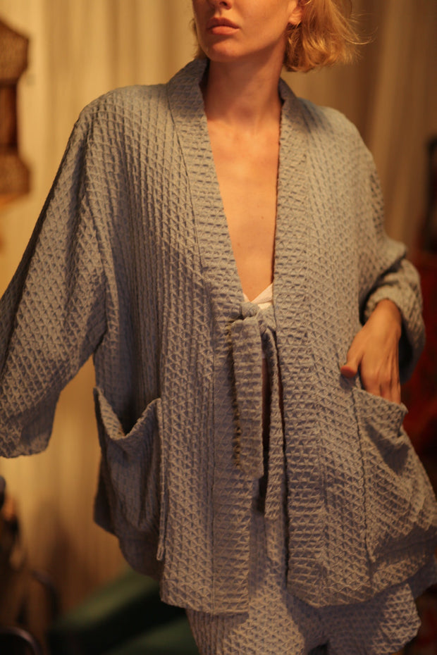 RONNIE PATTERNED SOFT DENIM SHORT KIMONO