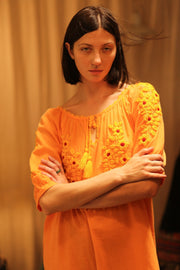 ADELE EMBROIDERED FLOWER DRESS - sustainably made MOMO NEW YORK sustainable clothing, dress slow fashion