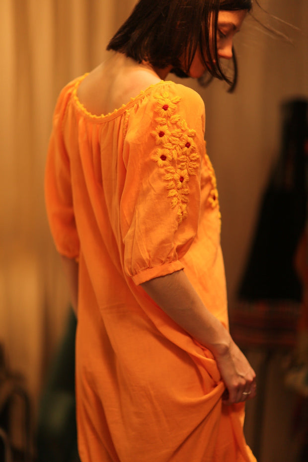 ADELE EMBROIDERED FLOWER DRESS - sustainably made MOMO NEW YORK sustainable clothing, dress slow fashion