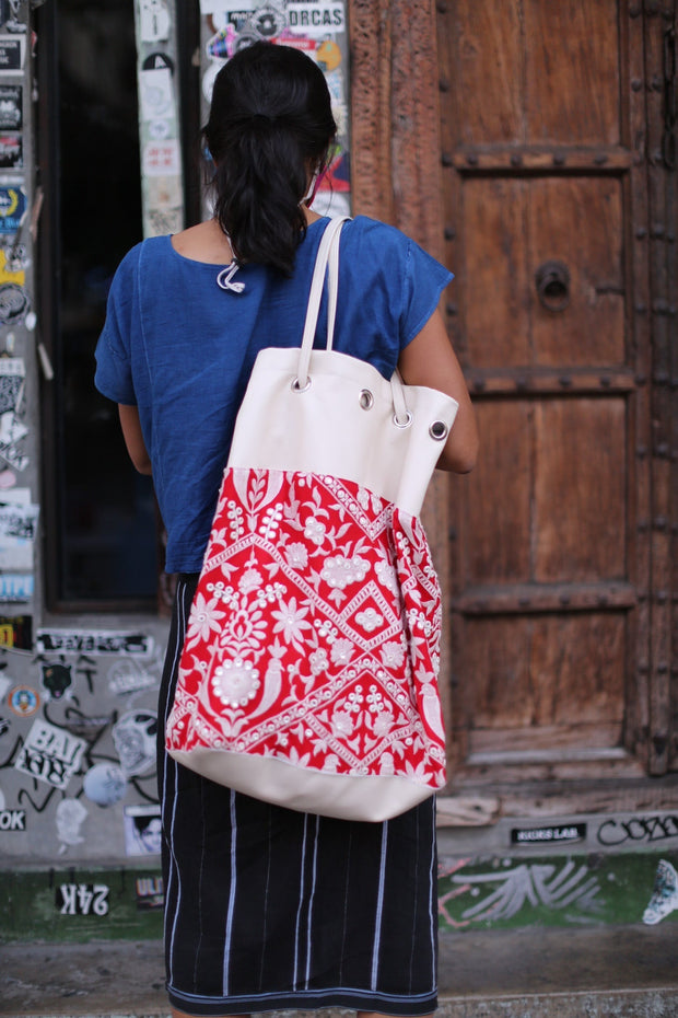ALMA EMBROIDERED ARTISAN BAG - sustainably made MOMO NEW YORK sustainable clothing, bag slow fashion