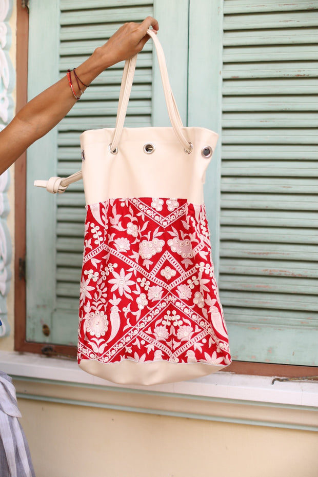 ALMA EMBROIDERED ARTISAN BAG - sustainably made MOMO NEW YORK sustainable clothing, bag slow fashion