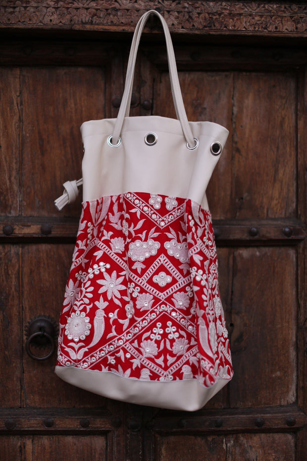 ALMA EMBROIDERED ARTISAN BAG - sustainably made MOMO NEW YORK sustainable clothing, bag slow fashion