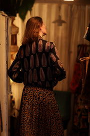 ANCHA SILK BOMBER BLACK FEATHER - sustainably made MOMO NEW YORK sustainable clothing, bomber slow fashion