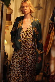 ANCHA SILK BOMBER JACKET GOLDEN VINES - sustainably made MOMO NEW YORK sustainable clothing, bomber slow fashion