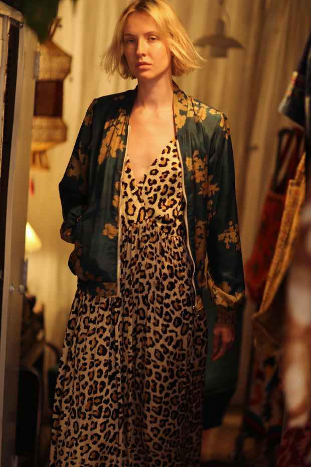 ANCHA SILK BOMBER JACKET GOLDEN VINES - sustainably made MOMO NEW YORK sustainable clothing, bomber slow fashion