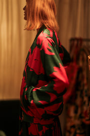 ANCHA SILK BOMBER PINK VINES - sustainably made MOMO NEW YORK sustainable clothing, bomber slow fashion