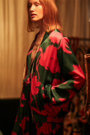 ANCHA SILK BOMBER PINK VINES - sustainably made MOMO NEW YORK sustainable clothing, bomber slow fashion
