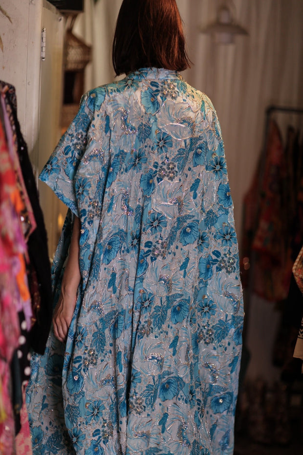 ANDREA EMBROIDERED KIMONO SKY BLUE - sustainably made MOMO NEW YORK sustainable clothing, Coat slow fashion