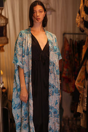ANDREA EMBROIDERED KIMONO SKY BLUE - sustainably made MOMO NEW YORK sustainable clothing, Coat slow fashion