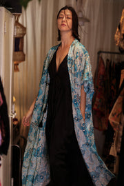 ANDREA EMBROIDERED KIMONO SKY BLUE - sustainably made MOMO NEW YORK sustainable clothing, Coat slow fashion