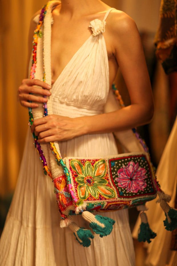 ANOUK EMBROIDERED PATCHWORK BAG - sustainably made MOMO NEW YORK sustainable clothing, bag slow fashion