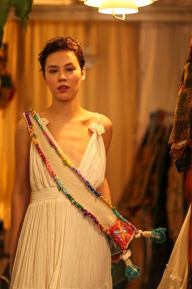 ANOUK EMBROIDERED PATCHWORK BAG - sustainably made MOMO NEW YORK sustainable clothing, bag slow fashion