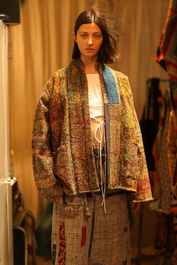 ARTISAN KANTHA KIMONO RIAA - sustainably made MOMO NEW YORK sustainable clothing, Coat slow fashion
