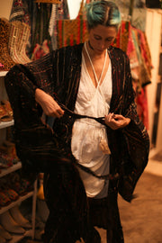 ARTIST PAINTED SILK KIMONO PINA - sustainably made MOMO NEW YORK sustainable clothing, bestseller slow fashion