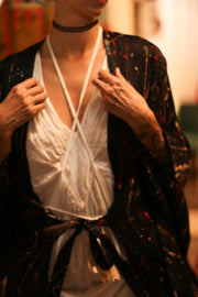 ARTIST PAINTED SILK KIMONO PINA - sustainably made MOMO NEW YORK sustainable clothing, bestseller slow fashion