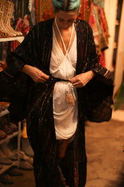 ARTIST PAINTED SILK KIMONO PINA - sustainably made MOMO NEW YORK sustainable clothing, bestseller slow fashion
