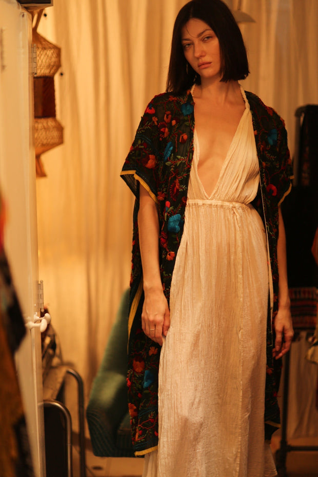 BIANCA EMBROIDERED KIMONO - sustainably made MOMO NEW YORK sustainable clothing, Coat slow fashion