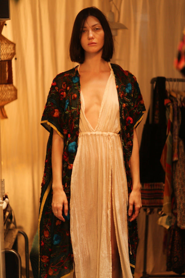 BIANCA EMBROIDERED KIMONO - sustainably made MOMO NEW YORK sustainable clothing, Coat slow fashion