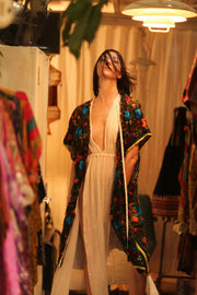 BIANCA EMBROIDERED KIMONO - sustainably made MOMO NEW YORK sustainable clothing, Coat slow fashion
