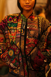 BLACK PATCHWORK JACKET FRINA - sustainably made MOMO NEW YORK sustainable clothing, bestseller slow fashion