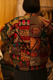 BLACK PATCHWORK JACKET FRINA - sustainably made MOMO NEW YORK sustainable clothing, bestseller slow fashion