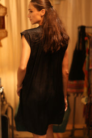 BLACK SILK DRESS MARY - sustainably made MOMO NEW YORK sustainable clothing, dresskaftan slow fashion