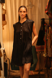 BLACK SILK DRESS MARY - sustainably made MOMO NEW YORK sustainable clothing, dresskaftan slow fashion