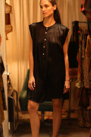 BLACK SILK DRESS MARY - sustainably made MOMO NEW YORK sustainable clothing, dresskaftan slow fashion