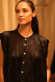 BLACK SILK DRESS MARY - sustainably made MOMO NEW YORK sustainable clothing, dresskaftan slow fashion
