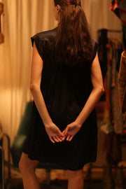 BLACK SILK DRESS MARY - sustainably made MOMO NEW YORK sustainable clothing, dresskaftan slow fashion